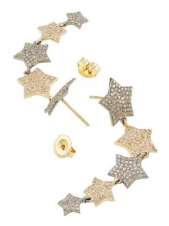 Nina Gilin 14K Yellow Gold, Sterling Silver, & Diamond Star Drop Earrings -Deals Apparis Store unnamed file 112