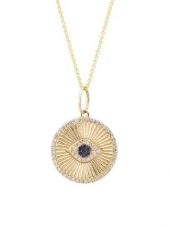 Nina Gilin 14K Yellow Gold, Diamond, & Sapphire Evil-Eye Pendant Necklace