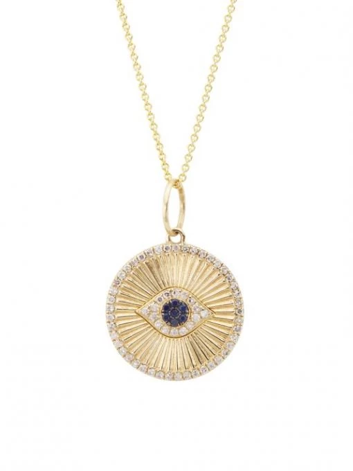 Nina Gilin 14K Yellow Gold, Diamond, & Sapphire Evil-Eye Pendant Necklace -Deals Apparis Store unnamed file 118