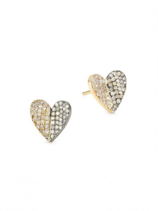 Nina Gilin Two-Tone & Diamond Pav&eacute; Heart Stud Earrings -Deals Apparis Store unnamed file 12