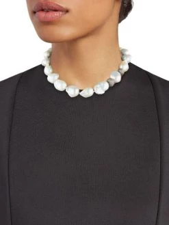 Nina Gilin Black Rhodium-Plated, 24MM Baroque Pearl & Diamond Spacer Necklace -Deals Apparis Store unnamed file 130
