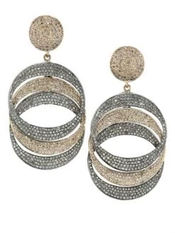 Nina Gilin Two-Tone & Diamond Drop Hoop Earrings
