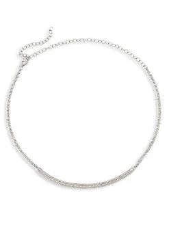 Nina Gilin Black Rhodium-Plated Silver & Diamond Curved Bar Choker Necklace