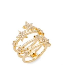 Nina Gilin 14K Yellow Gold & Diamond Star Spiral Ring