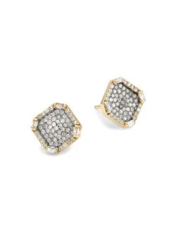 Nina Gilin Two-Tone & Diamond Octagon Stud Earrings