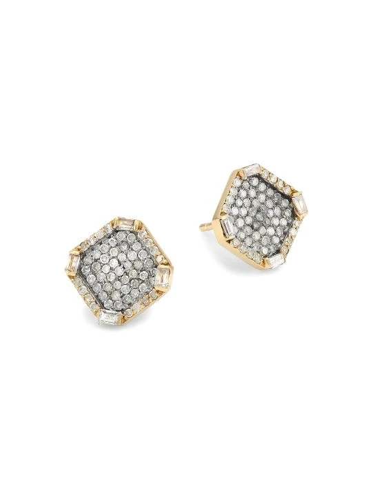 Nina Gilin Two-Tone & Diamond Octagon Stud Earrings 3 Nina Gilin Two-Tone & Diamond Octagon Stud Earrings