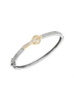 Nina Gilin 14K Yellow Gold, Black Rhodium Silver & Diamond Buckle Bracelet