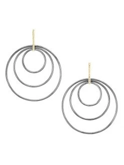 Nina Gilin Two-Tone & Diamond Triple Hoop Earrings