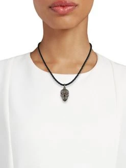 Nina Gilin Black Rhodium-Plated, Diamond & Ruby Skull Pendant -Deals Apparis Store unnamed file 162