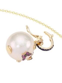 Nina Gilin 14K Yellow Gold, 13MM Cultured South Sea Pearl, & Multi-Gemstone Pendant Necklace -Deals Apparis Store unnamed file 169