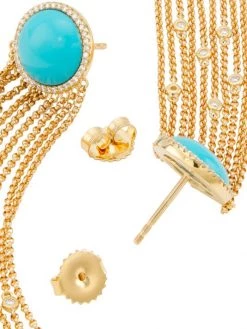 Nina Gilin 14K Yellow Gold, Turquoise, & Diamond Drop Earrings -Deals Apparis Store unnamed file 177