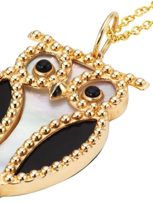 Nina Gilin 14K Yellow Gold, Onyx, & Mother-Of-Pearl Owl Pendant Necklace 6 Nina Gilin 14K Yellow Gold, Onyx, & Mother-Of-Pearl Owl Pendant Necklace - Image 4