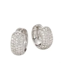 Nina Gilin 14K White Gold & Diamond Huggie Hoop Earrings