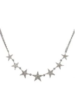 Nina Gilin Black Rhodium-Plated & Diamond Star Station Necklace