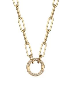 Nina Gilin 14K Yellow Gold & Diamond Circle Pendant Oval-Link Necklace