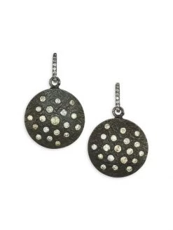 Nina Gilin Black Rhodium-Plated Silver & Diamond Disc Drop Earrings