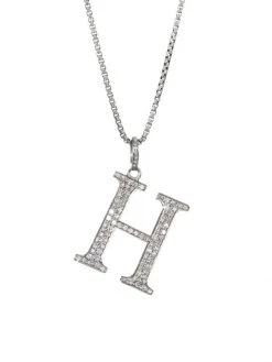 Nina Gilin Silvertone & Natural Champagne Diamond Initial Pendant Necklace Initial N -Deals Apparis Store unnamed file 226