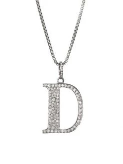 Nina Gilin Silvertone & Natural Champagne Diamond Initial Pendant Necklace Initial N -Deals Apparis Store unnamed file 230