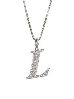 Nina Gilin Silvertone & Natural Champagne Diamond Initial Pendant Necklace Initial N -Deals Apparis Store unnamed file 231