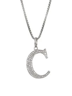 Nina Gilin Silvertone & Natural Champagne Diamond Initial Pendant Necklace Initial N -Deals Apparis Store unnamed file 232