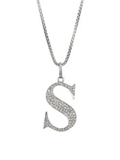 Nina Gilin Silvertone & Natural Champagne Diamond Initial Pendant Necklace Initial N -Deals Apparis Store unnamed file 234