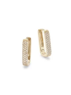 Nina Gilin 14K Yellow Gold & Diamond Huggie Hoop Earrings