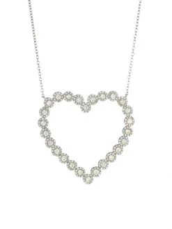 Nina Gilin Black Rhodium-Plated Silver & Diamond Cluster Open Heart Pendant Necklace