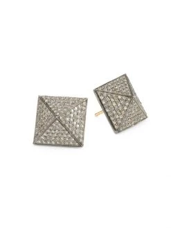Nina Gilin 14K Black Rhodium Silver & Diamond Stud Earrings