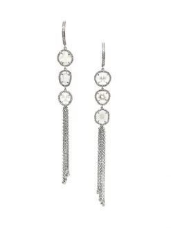 Nina Gilin Black Rhodium-Plated & Diamond Chain Drop Earrings