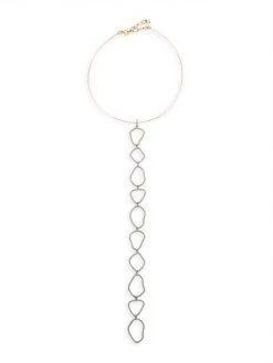 Nina Gilin Black Rhodium-Plated & Diamond Pavé Long Chain Pendant Choker Necklace