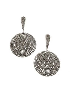 Nina Gilin Black Rhodium-Plated & Diamond Circle Drop Earrings