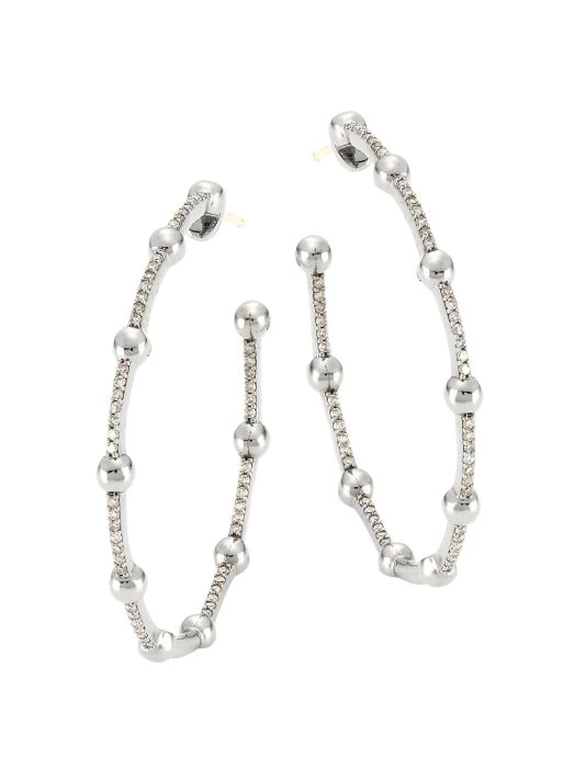 Nina Gilin Black Rhodium-Plated & Diamond Beaded Hoop Earrings 3 Nina Gilin Black Rhodium-Plated & Diamond Beaded Hoop Earrings