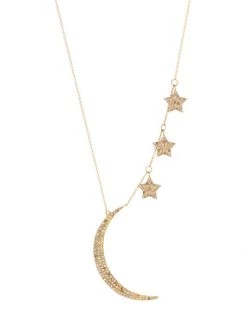 Nina Gilin 14K Yellow Gold & Natural Champagne Diamond Moon & Stars Necklace