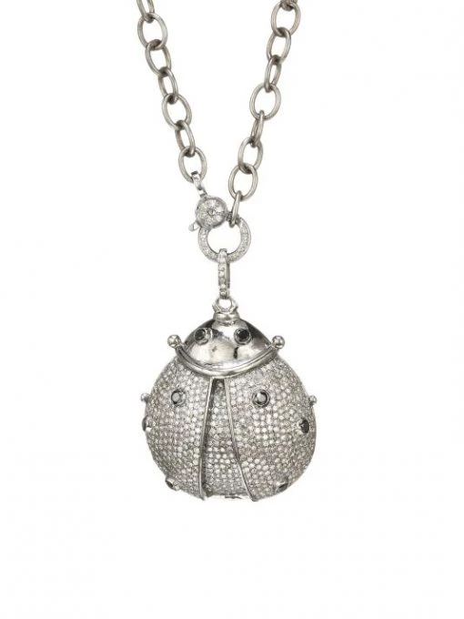 Nina Gilin Black Rhodium-Plated & Diamond Ladybug Pendant Chain Necklace -Deals Apparis Store unnamed file 306