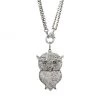 Nina Gilin Black Rhodium-Plated & Diamond Owl Pendant Double-Chain Necklace