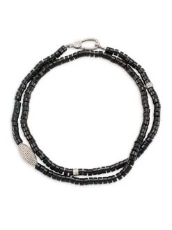 Nina Gilin Black Onyx & Diamond Pavé Long Beaded Necklace