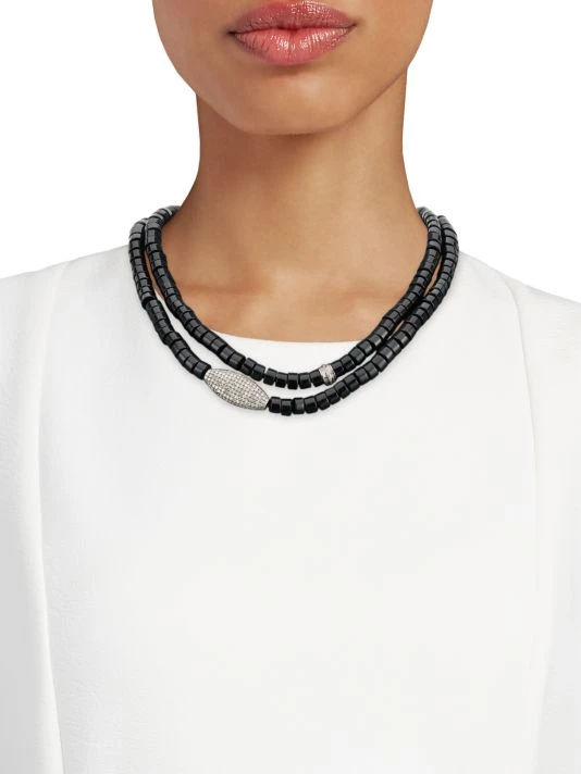 Nina Gilin Black Onyx & Diamond Pavé Long Beaded Necklace 4 Nina Gilin Black Onyx & Diamond Pavé Long Beaded Necklace - Image 2
