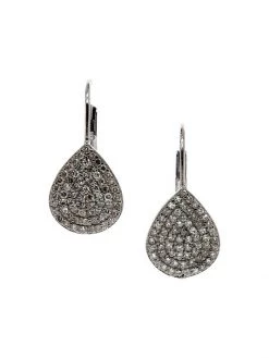 Nina Gilin Black Rhodium-Plated & Diamond Teardrop Earrings