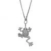 Nina Gilin Black Rhodium-Plated Silver, Diamond Pavé & Sapphire Frog Pendant Necklace