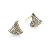 Nina Gilin Black Rhodium-Plated Silver & Diamond Triangular Stud Earrings