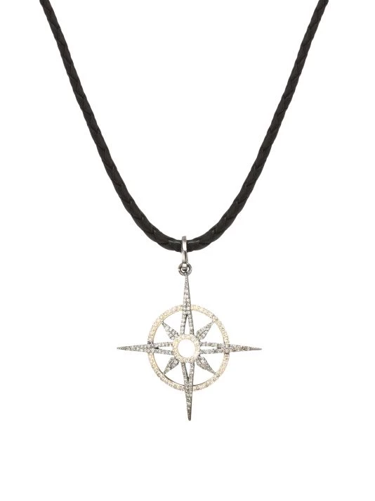 Nina Gilin Two-Tone & Diamond North Star Pendant Leather Cord Necklace 3 Nina Gilin Two-Tone & Diamond North Star Pendant Leather Cord Necklace