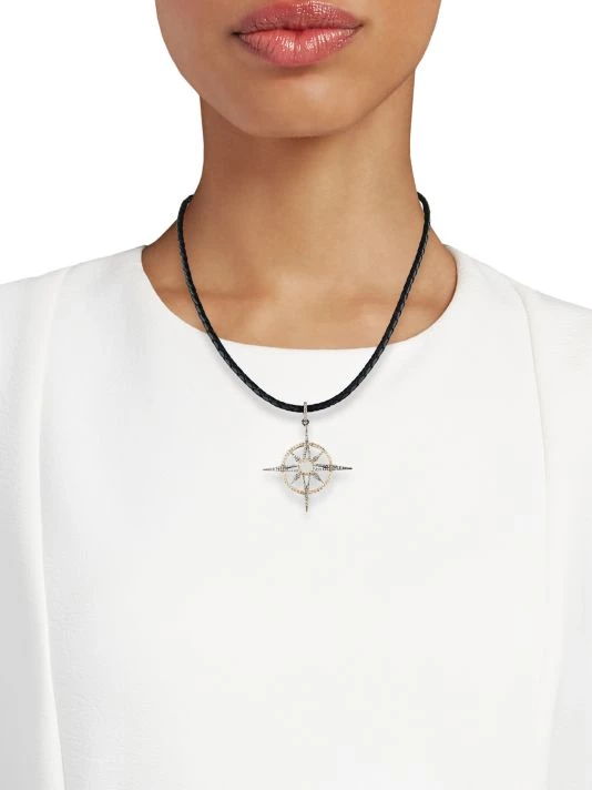 Nina Gilin Two-Tone & Diamond North Star Pendant Leather Cord Necklace 4 Nina Gilin Two-Tone & Diamond North Star Pendant Leather Cord Necklace - Image 2