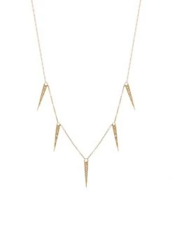 Nina Gilin 14K Yellow Gold & Diamond Pavé Dagger Station Necklace