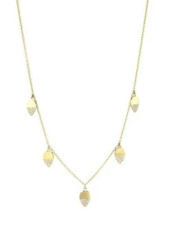 Nina Gilin 14K Yellow Gold & Diamond Pavé Teardrop Station Necklace