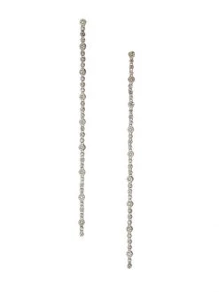 Nina Gilin Black Rhodium-Plated & Diamond Linear Earrings