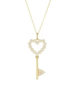 Nina Gilin 14K Yellow Gold & Diamond Heart Key Pendant Necklace
