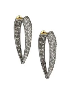 Nina Gilin Black Rhodium-Plated Sterling Silver & Diamond Drop Earrings