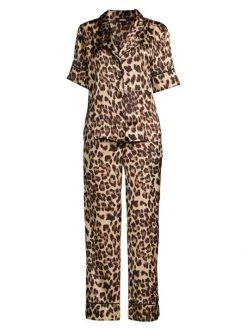 Apparis Bella Satin Leopard Print Pajama Set
