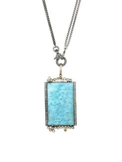 Nina Gilin 14K Yellow Gold Diamond & Larimar Pendant Necklace