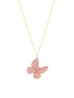 Nina Gilin 14K Yellow Gold & Pink Sapphire Butterfly Pendant Necklace